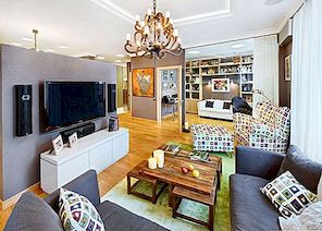 Velmi živá kombinace barev v tomto elegantním apartmánu v Kyjevě