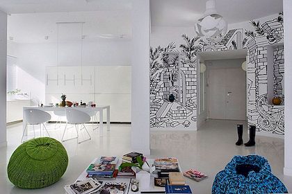 Meno sienų dekoravimas praturtina "Apartment Design" Centrinėje Varšuvoje