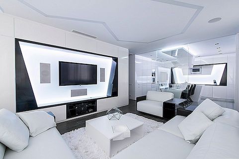 Černá a bílá geometrie ve futuristickém moskevském bytě