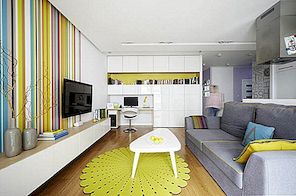 Dikke kleuren die het speelse familie-appartement in Warschau bepalen