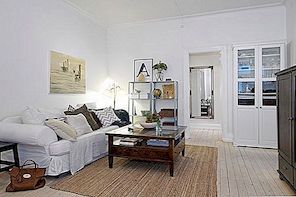 Modern appartement met witte muren en rustieke meubels