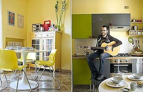 Căn hộ 1 phòng ngủ tươi tại Ý với thiết kế nội thất vui vẻ