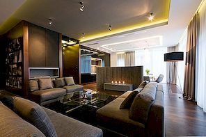 Moderne mix van materialen en texturen die het ruime appartement in Warschau bepalen