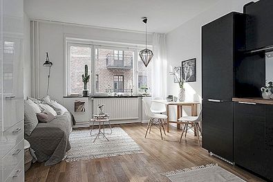 Jednopokojový apartmán ve Švédsku zobrazuje funkci, zdokonalení