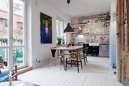 Malý byt ve Švédsku má okouzlující bistro Feel