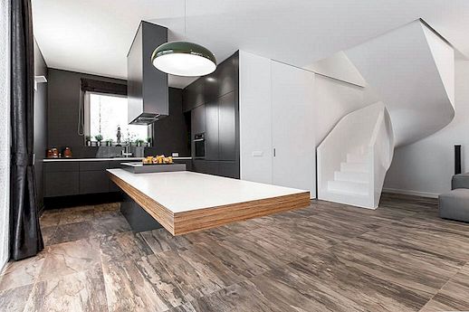 Nevjerojatno minimalistički crno-bijeli obiteljski krevetić u Litvi: Pavilny Residence