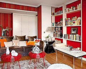 Stylový interiér v červeném podkroví v Madridu