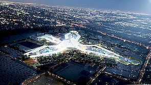 Futuristický design navržený firmou HOK pro výstavbu Dubai World Expo 2020