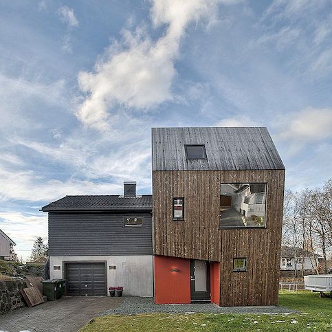Asymmetrisch modern huis in Noorwegen voor een gezin van vier