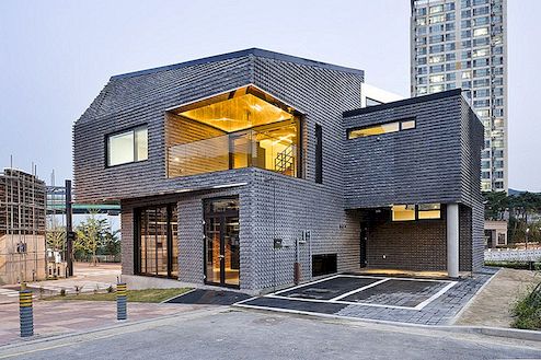 Σύγχρονο σπίτι βασάλτη-τούβλο Βιώσιμη κατασκευή στη Νότια Κορέα