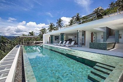 Tayland muhteşem kıyı manzarası sunan Koh Samui çağdaş tatil Villa