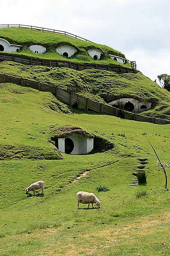 Roztomilý pán prstenů Hobbit domy na Novém Zélandu