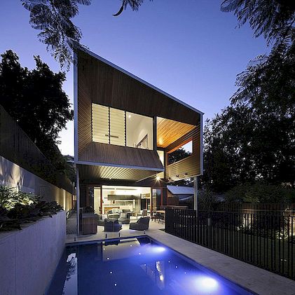 Dynamická moderní architektura: ukládání domu Wilden Street v Austrálii