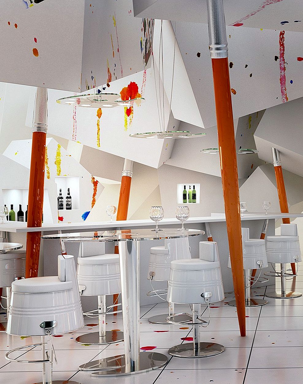 PRACOWNIA Club & Restaurant kreativt simulerar en målares studio