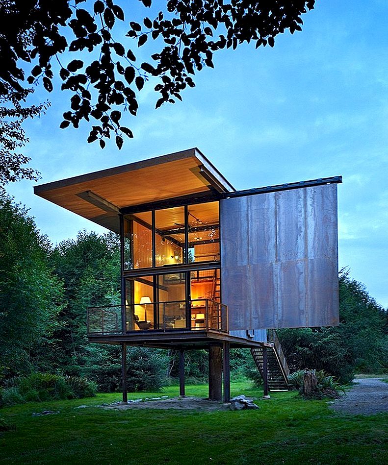 Remote Rainforest Cabin kan förseglas med enorma fönsterluckor