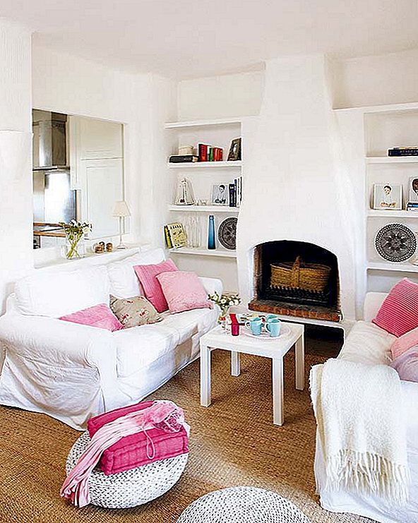 宁静的避暑别墅，白色，粉红色和蓝色
