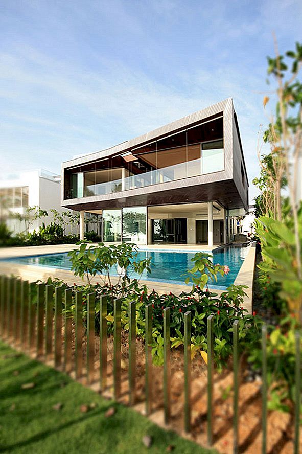 Bærekraftig stereoskopisk weekendhus med kontrastfylte detaljer