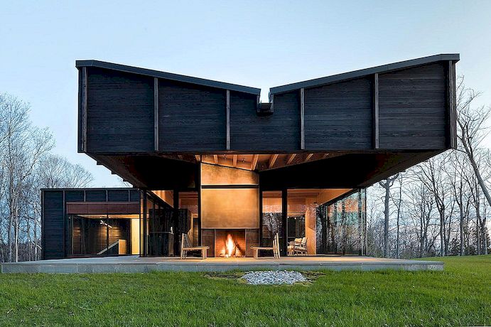 Three Volumes Meet Beneath A Butterflied Roof By Lake Michigan