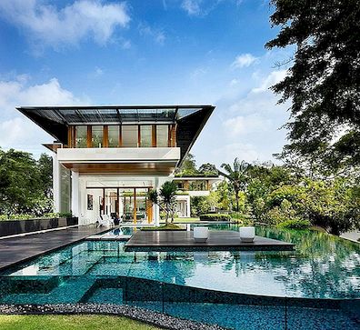Guz Architects在新加坡的热带平房灵感住宅