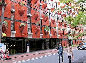 大厦墙壁上的垂直的庭院在大阪