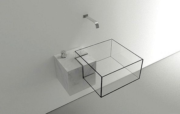 Minimalistická koupelová deska s téměř neskutečným vzhledem: Kub Basin