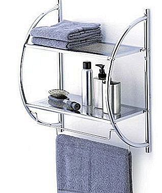 Moderní dvoupatrový regál s ručníky pro koupelnu