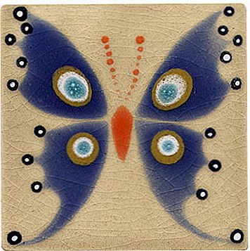 Xenia Taler Butterfly Tile Tan & Blue
