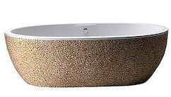 "Baignoire Stone Pixel Tub" - gamtos įkvėpta medžio apdailos vonia, sukurta "Bleu Nature"