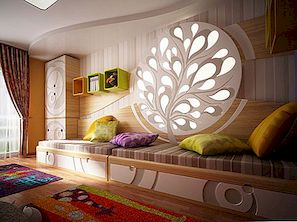 Original barns sovrumsdesign som visar livfulla färger och strukturer