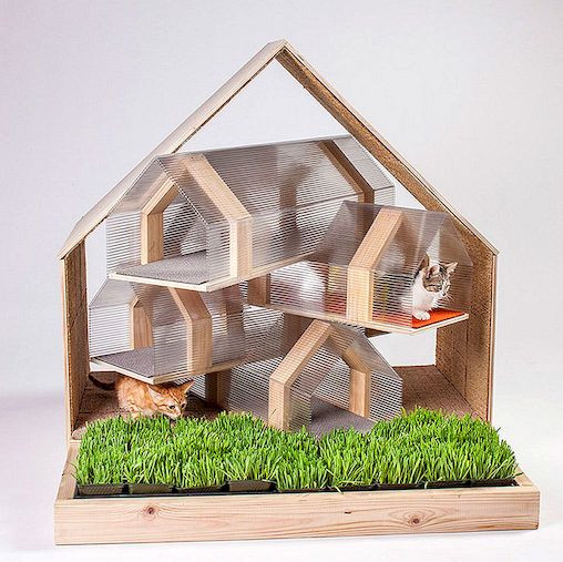 14 LA bağış toplama etkinliğinde ortaya çıkan özel yapım modern kedi evleri ilham