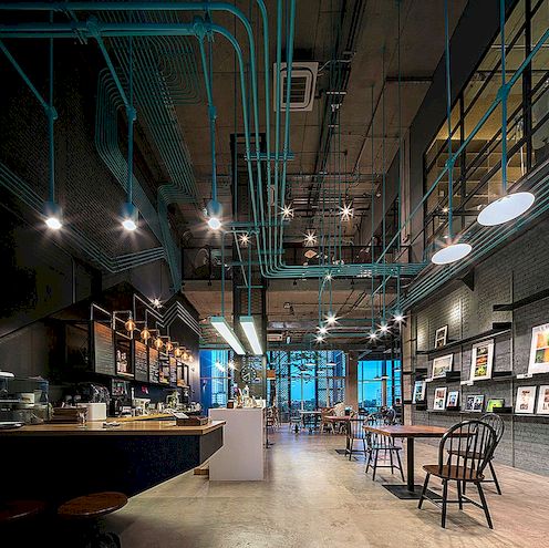 Een modern café en ruimte voor de maker in Thailand
