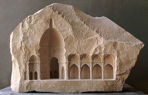 Arresterande Miniatyr Arkitektoniska Detaljer Snidad i Sten och Marmor