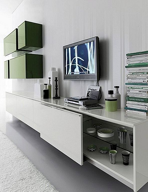 “日”，现代绿色和白色客厅设计