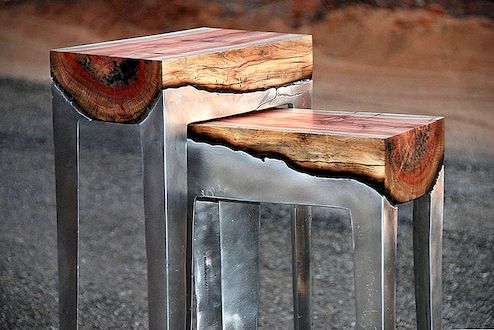 希拉沙米的木材铸造展示铝和木材的装饰合并