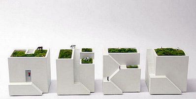 Ienami Bonkei plantenbakken lijkt op mooie miniatuur huizen met groene daken