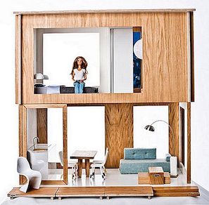 Modern huis voor Barbie dat lijkt op IKEA-geïnspireerd door Miniio