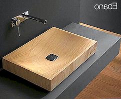 Modern Trä Sink Made In Stone Rain: Ebony