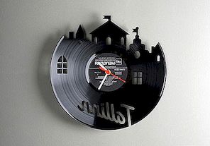 Originální nástěnné hodiny vyrobené z vinylových záznamů