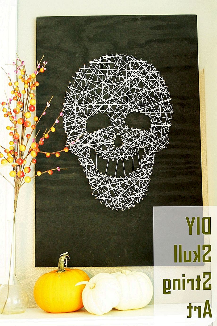 Leende och spöklik DIY Skull String Art