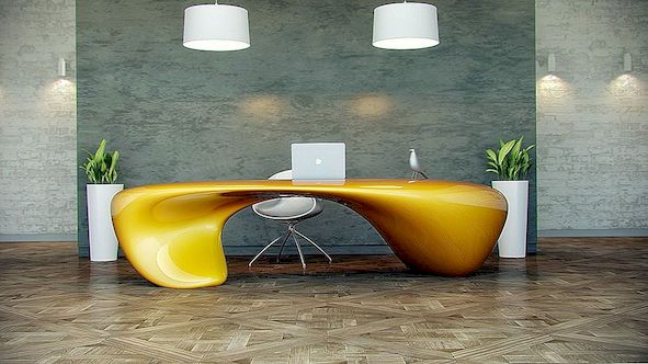 Extravagant bureau met een vloeibare vorm: Evfyra-tafel van NUVIST
