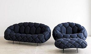 Trendig blå soffa och fåtölj: "Quilt"