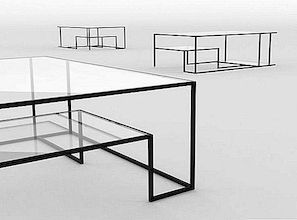 Minimalistische salontafel met een originele geometrie: rechte hoeken