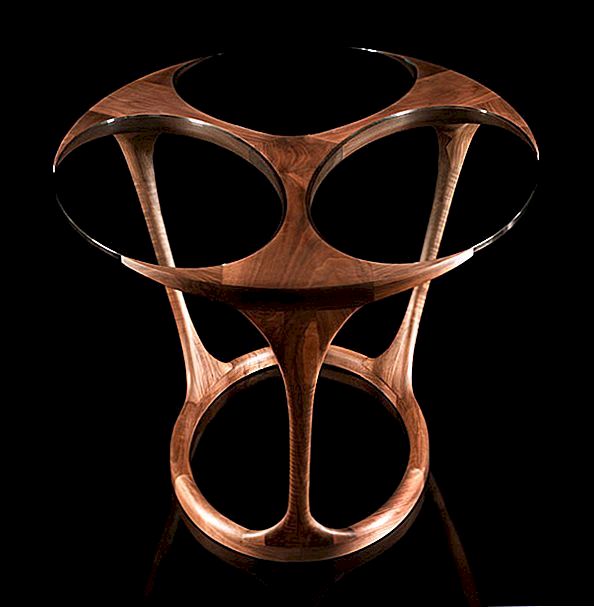 Originele houten en glazen tafel door Paco Camús: Yris