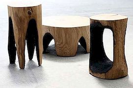 Venkovní spálený dřevěný nábytek pro dramatický efekt