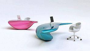 Surrealistische meubeleenheid, geïnspireerd door een onophoudelijke stroom: Volna-tafel