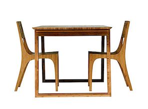 Udržitelná izometrická židle a tabulka, intrigující minimalistický design