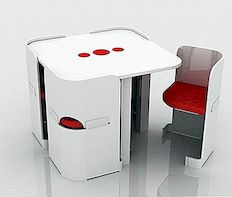 Bord med stolar som sparar utrymme i matsalen