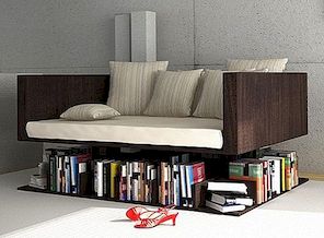 Ongewone boekenkast met een zwevende bank