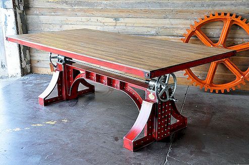 Vintage Industrial Crank Table Designs snurra upp din inredning