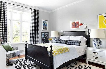 Giường gỗ đen đơn giản